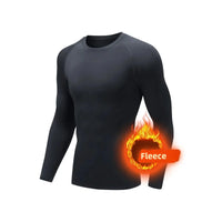 Winter Fleece Tees Compression Thermal Underwear Warm Mens Skiing Sports Tops Long Sleeve Solid Running T-Shirts