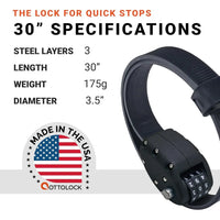 Cinch Lock - Lightweight Anti Theft Compact Combination Bike Lock, Ideal for Quick Stops, Bicycle Accessories, Stealth Black, 30