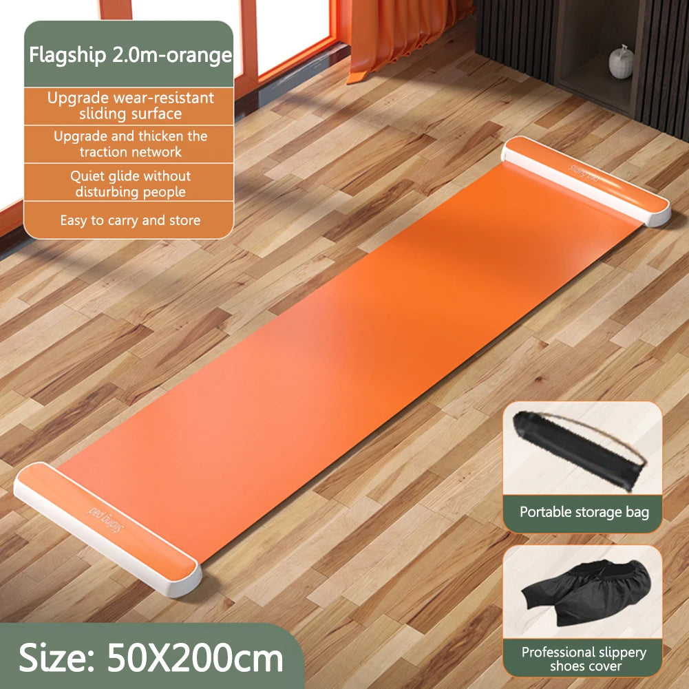 140/180/200CM Yoga Sliding Mat Sport Fitness Glide Pilates Skating Training Board Mat for Ice Hockey Roller Skating Leg Exercise