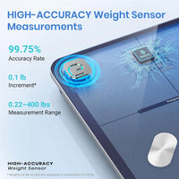 Smart Digital Scale for Body Weight and Fat Percentage, Bluetooth Sync with App, Accurate BMI Monitor up to 400lb