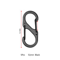 5Pcs S Type Carabiner Mini Keychain Lock  Hook Anti-Theft Outdoor Camping Backpack Buckle Key-Lock Tool Dual Spring Snap Hooks