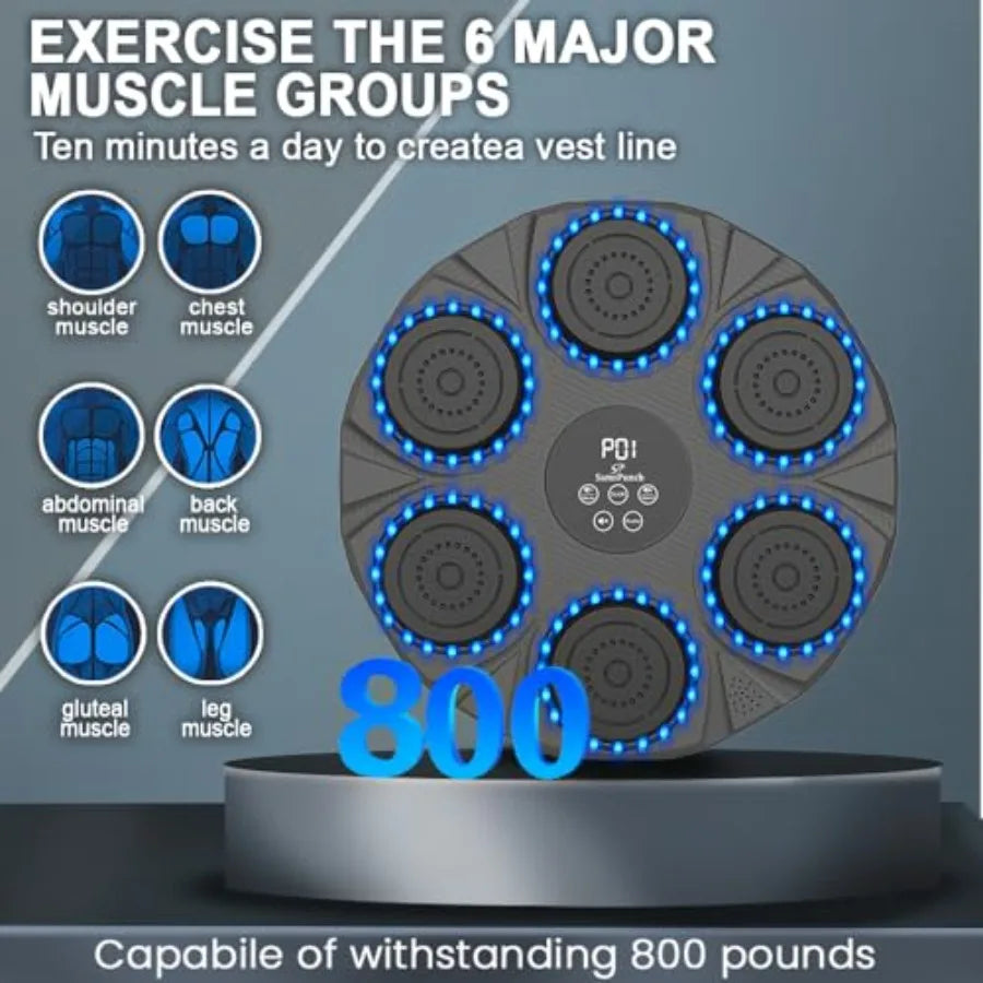 WallMounted Music Boxing Machine for Adults and with 2 Pairs Boxing Gloves and Hair Band Interactive Boxing Target Workout Equi