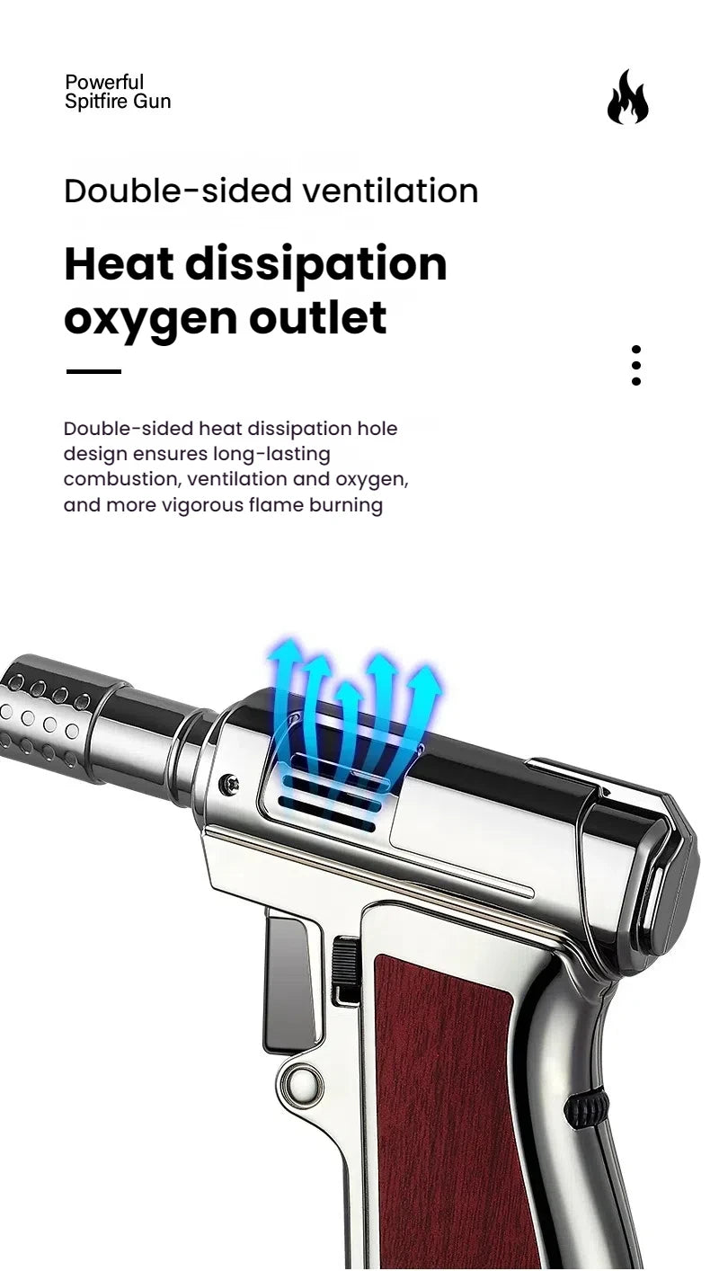 Windproof Butane Turbo Lighter High Temp Welding Torch Inflatable Metal Spray Gun for BBQ Kitchen Outdoor Smoking (no fuel)