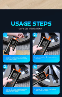 Digital Display Portable Tire Inzzator, USB Rechargeable Air Compressor for Car Bike Motorcycle Tires, Balls, Inflatable Toys