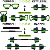 4 in 1 Adjustable Dumbbell Set,44lbs Weight Set with Iron Handle Used as Kettlebell, Barbell, Push up Stand for Home Gym,Octagon