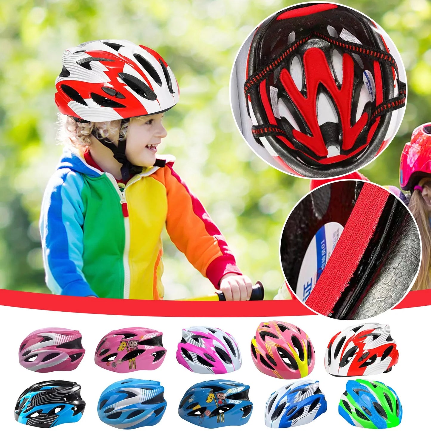 Bicycle Sport Protective Gear Set Breathable Kids Skateboard Scooter Helmet Set 48-55cm for Skateboard/Bike/Skating/Cycling