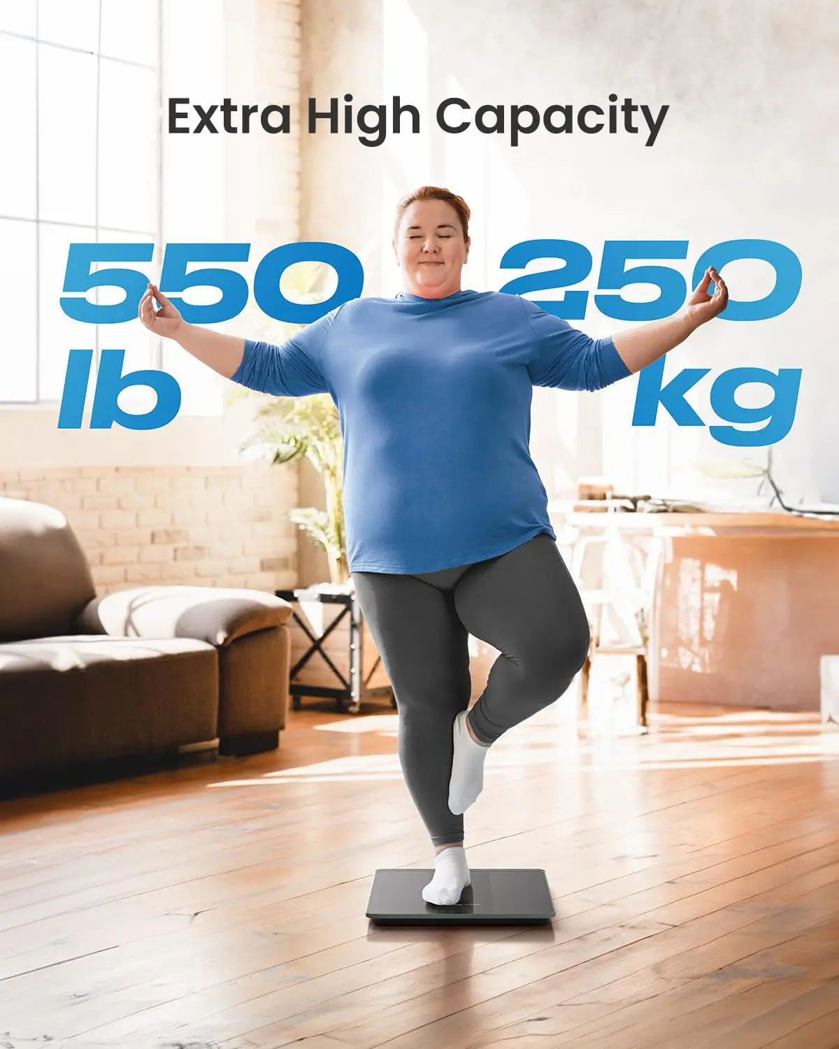 550lb Digital Bathroom Scale with Large LED Display, High Capacity Weighing Machine Accurate to 0.05lb