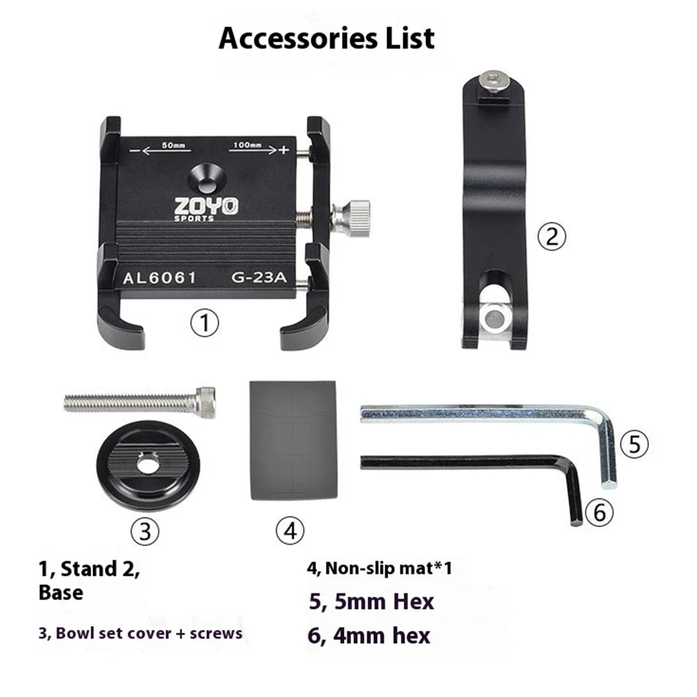 Bike Phone Mount Bicycle Phone Clip Anti-Shake Bike Phone Holder Clamp Adjustable Bicycle Mobile Phone Support for MTB Road Bike