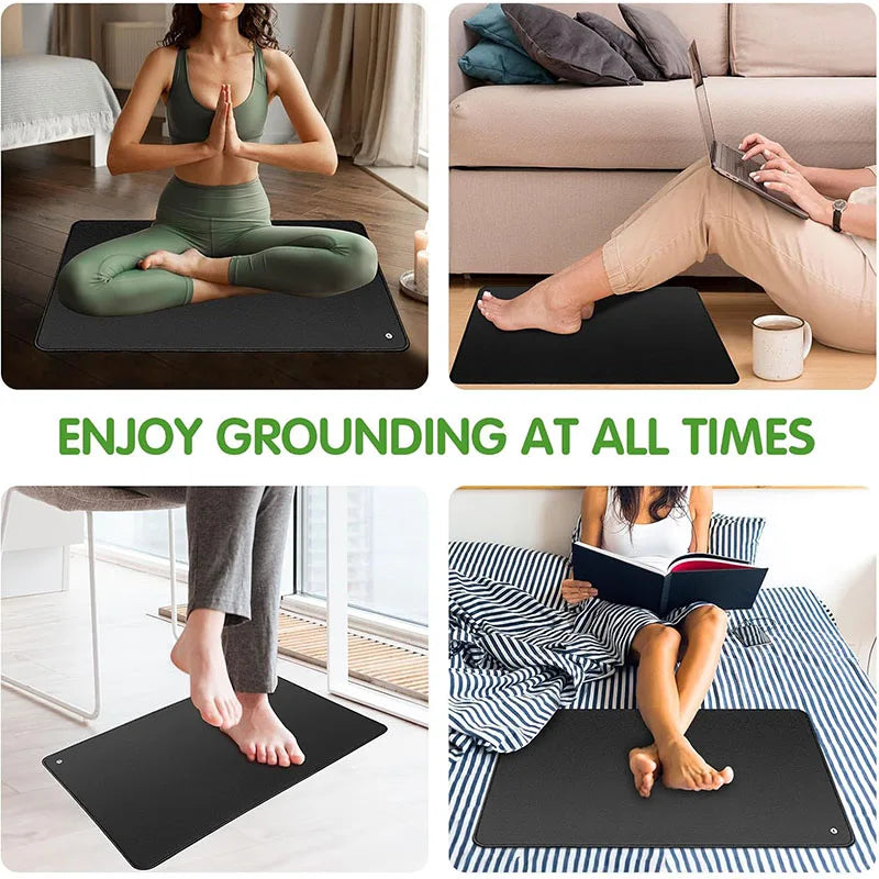 Grounding mat, suitable for home or office use to enhance health, with grounding wire for yoga mats