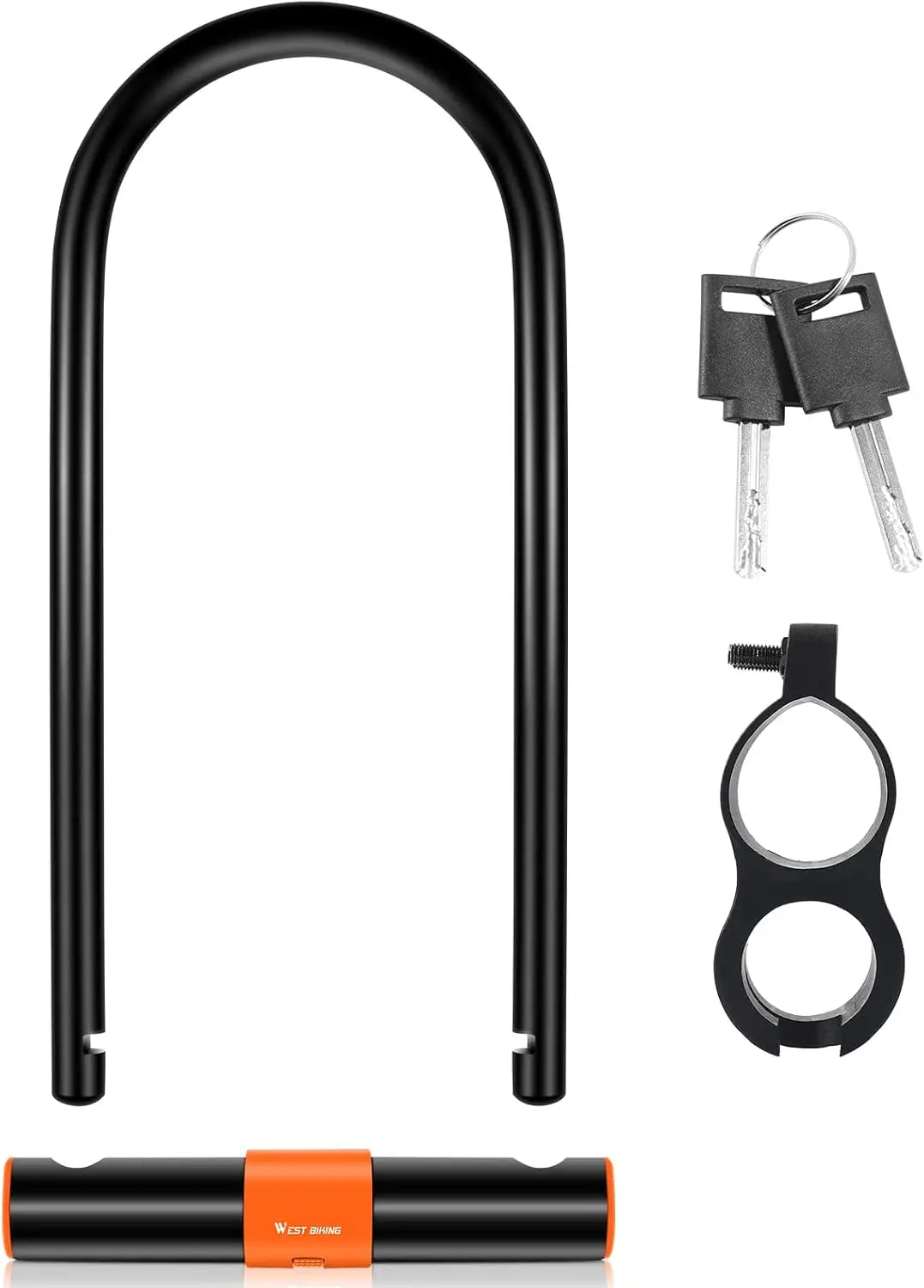 Heavy Duty U Lock 13.7mm Carbon Steel Bike Lock with 2 Keys & Mount Bracket, Extra Long Anti-Theft Lock for Bicycle, Scooter