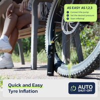 Woowind BP188 Bike Pump The Pro Electric Bicycle Pump Tire Inflator Portable Air Compressor - 120 PSI