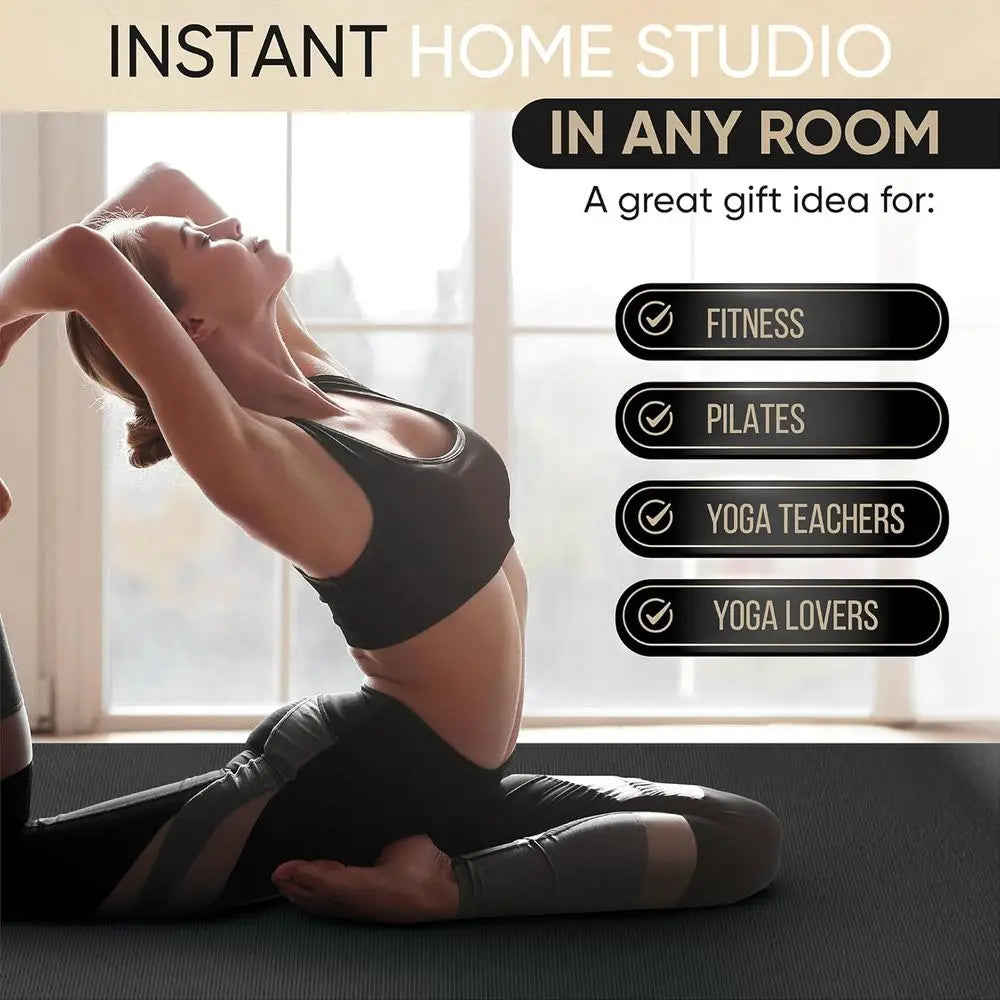 Extra Large Yoga Mat–12'x6'x8mm Extra Thick&Ultra Comfortable,Non-Slip Barefoot Exercise Mat–Works Greaton Any Floor for Stretch