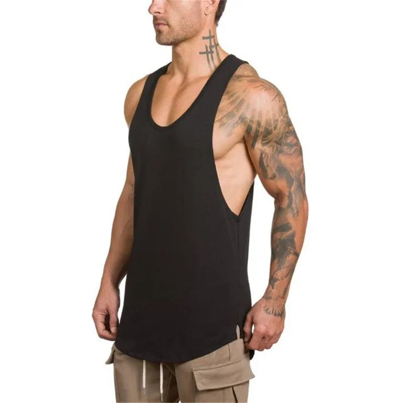 Plain Vests Cotton Breathable Sleeveless T-shirts Gym Fitness Bodybuilding Training Clothing Mens Running Sport Muscle Tank Tops