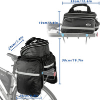 Bike Rack Bag 25L Polyester Saddle Trunk with Rainproof Cover, Large Capacity Shoulder Panniers for Adults