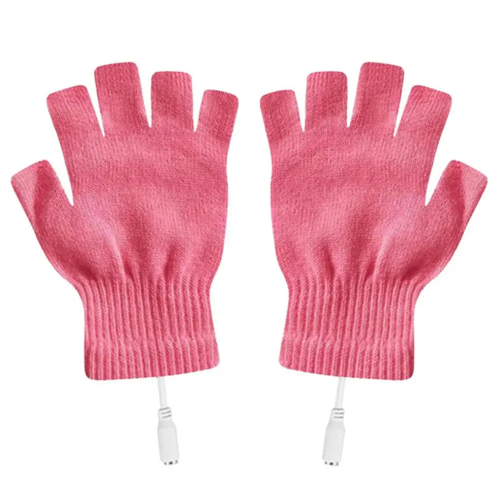 USB Electric Heated Gloves Fingerless Rechargable Women Men Hand Warmer Winter Warm for Sports Skiing for Running Cycling