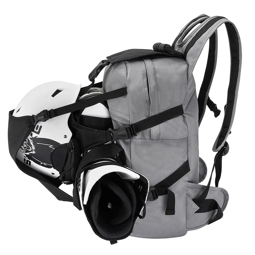 30L Skiing Boot Backpack with Adjustable Fastening Straps Skating Helmet Bag Waterproof Ski Storage Backpack Skiing Accessories