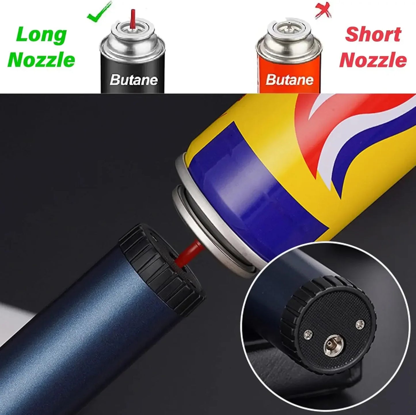 Windproof Torch Butane Gas Lighter Adjustable Flame Candles Lighter with Safety Lock Cool Lighters for Cigar BBQ Baking Camping