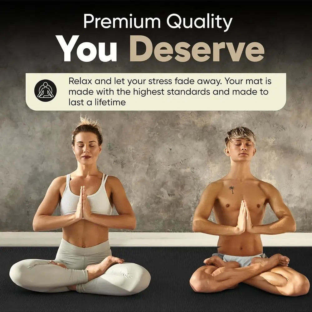 Extra Large Yoga Mat–12'x6'x8mm Extra Thick&Ultra Comfortable,Non-Slip Barefoot Exercise Mat–Works Greaton Any Floor for Stretch