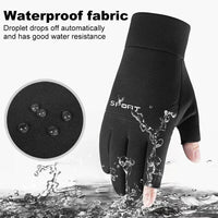 2-Fingerless Winter Cycling Gloves Touch Screen Outdoor Anti-Slip Gloves Windproof Motorcycle Cold Gloves for Men Women