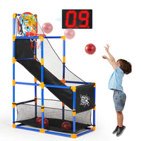 Joyfy LED Scoring Arcade Basketball Game with 4 Balls Adjustable Height 44"-55"Basketball Stand Hoop Toys Gift for Ages 3-12 Boy