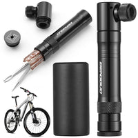CO2 Bicycle Pump with Tubeless Tire Repair Tool Schrader & Presta Valve Portable Tire Inflator Aluminum Alloy for MTB Road Bike