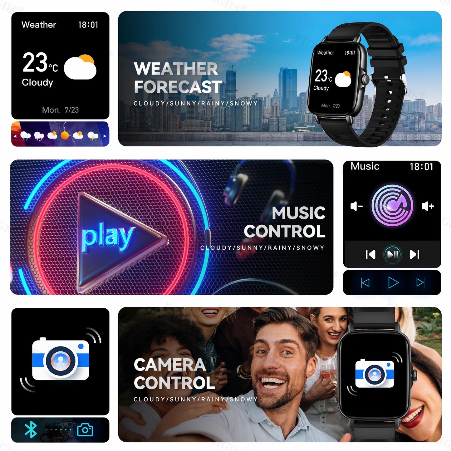 EIGIIS 2025 Smart Watch for Men Women Fitness Tracker with Heart Rate Sleep Monitor Activity Tracker 1.69" HD Waterproof Watch