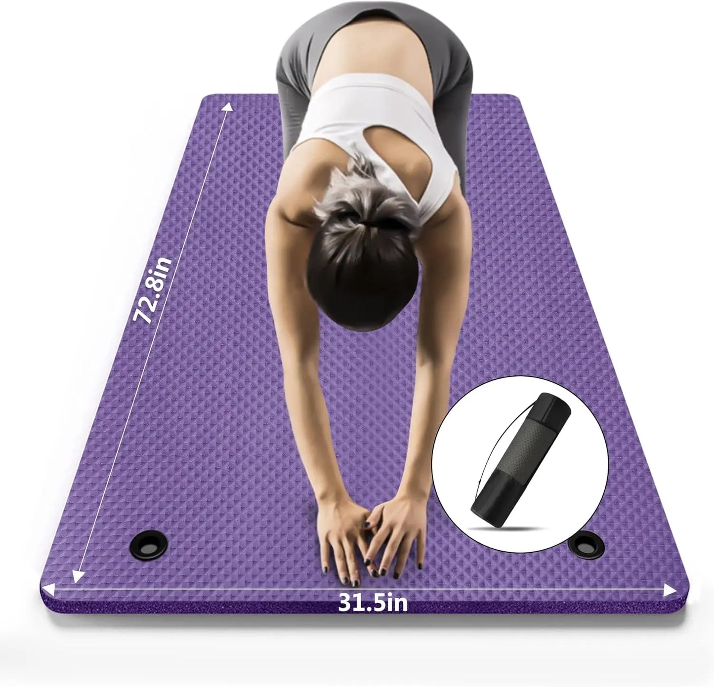Extra Wide Non-Slip Yoga Mat with Strap and Bag, Thick Exercise Mat for Home Outdoor Workouts