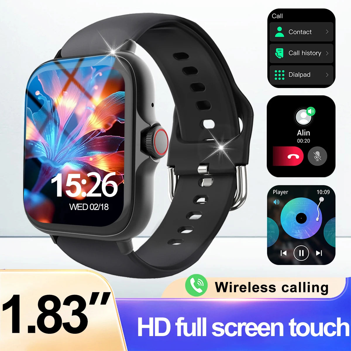 Smart watch with multiple sports modes, can make and receive calls, message reminders, compatible with Android and iPhone