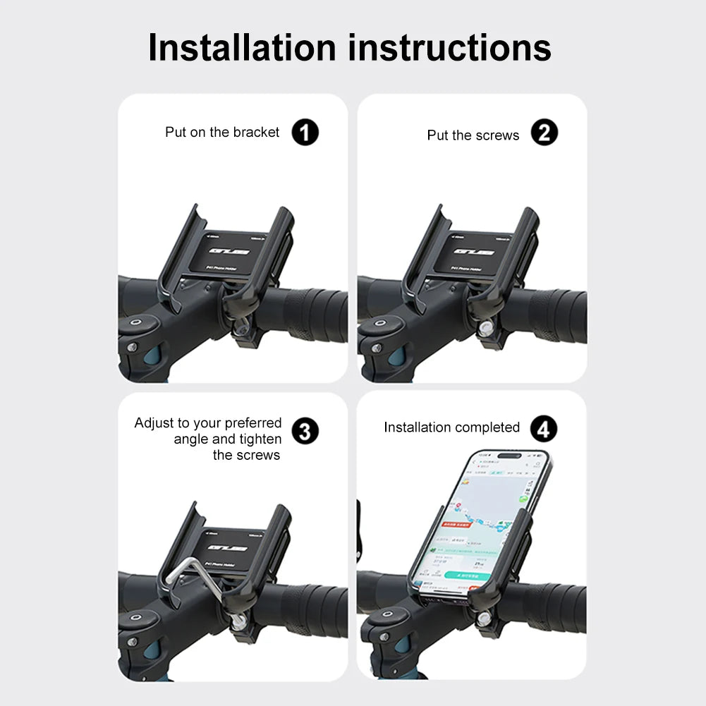Bicycle Phone Holder Aluminum Alloy Bike Cell Phone Stand 360° Rotation Bicycle Phone Mount Stand for 4.2-7.5 Inch Phone