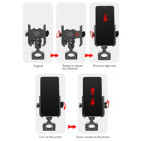 Aluminum Alloy Motorcycle Phone Mount Anti-Shake Motorcycle Cellphone Holder Navigation Bracket for Motorcycle