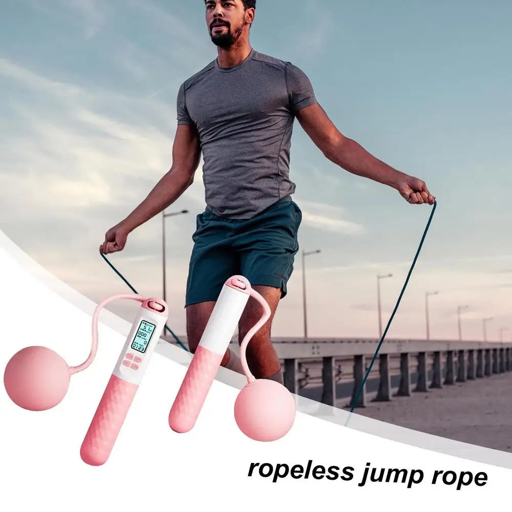 1Pair Ropeless Jump Rope Smart Cordless Counting Skipping Rope Anti-Slip Adjustable Weighted Cordless Jump Ropes
