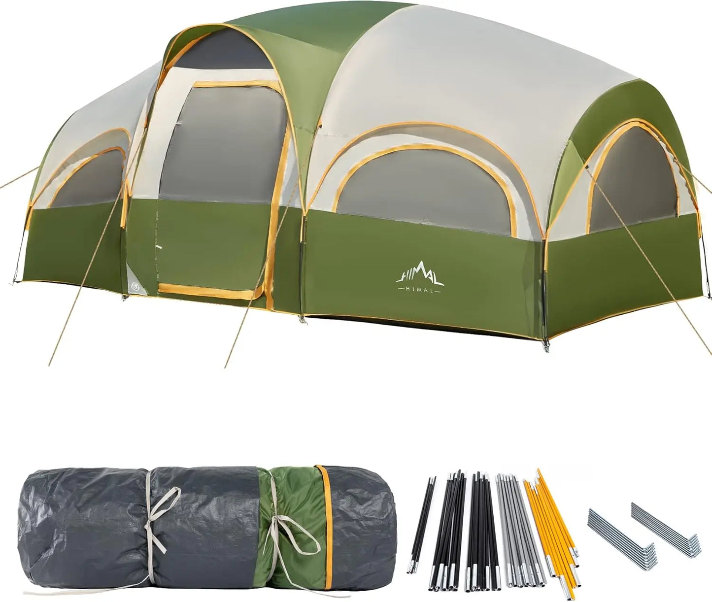 8 Person Tent for Camping, Waterproof Windproof Family Tent with Rainfly, Divided Curtain Design for Privacy Space, Portable