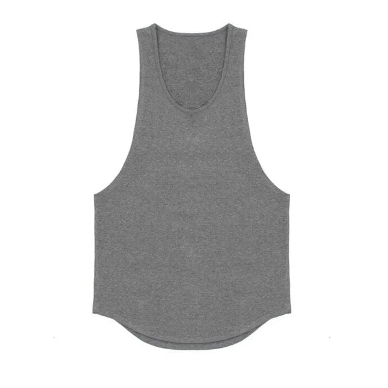 Plain Vests Cotton Breathable Sleeveless T-shirts Gym Fitness Bodybuilding Training Clothing Mens Running Sport Muscle Tank Tops