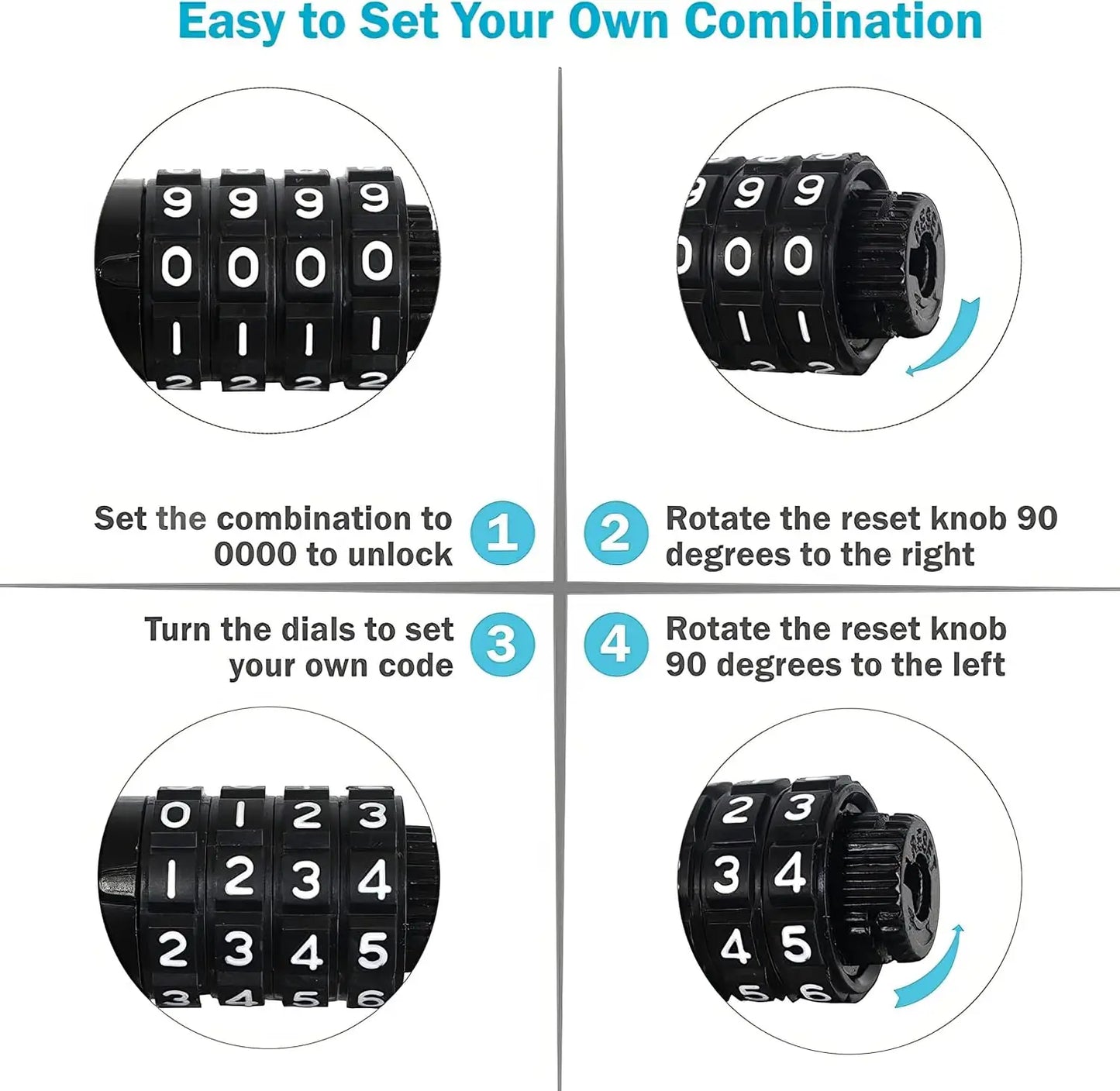 6ft Heavy Duty Bike Cable Locks 2 Pack with Combination & Mounting Bracket - Anti-Theft Black