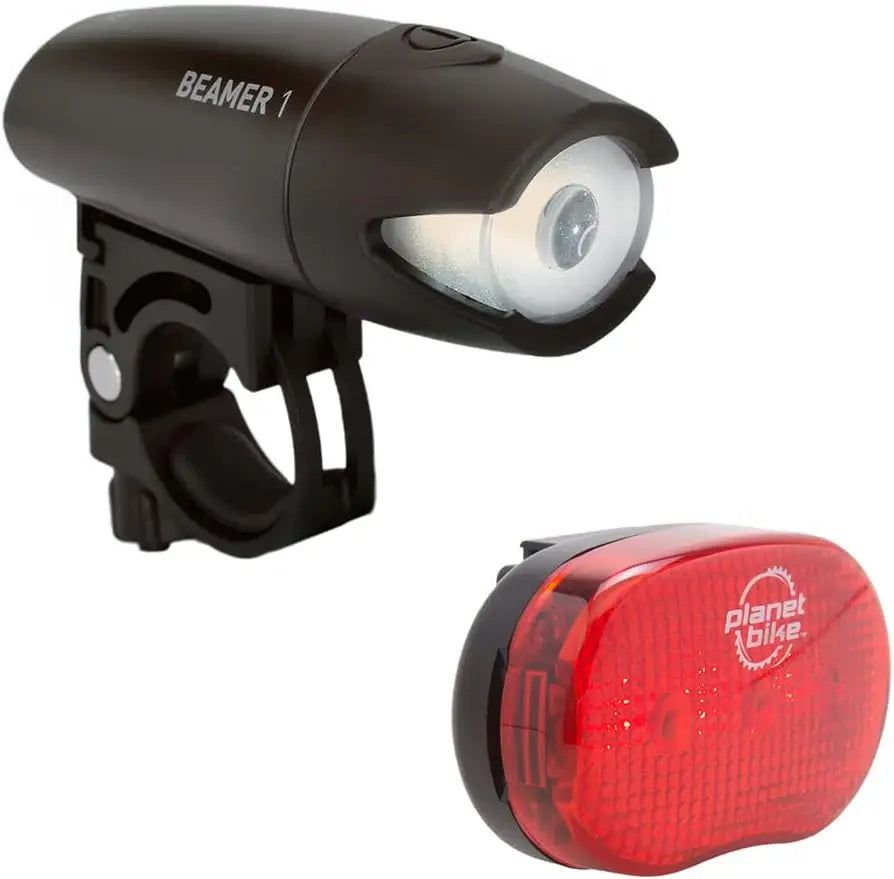 Beamer 1 & Blinky 3 Bike Light Set, White Head/Red Tail