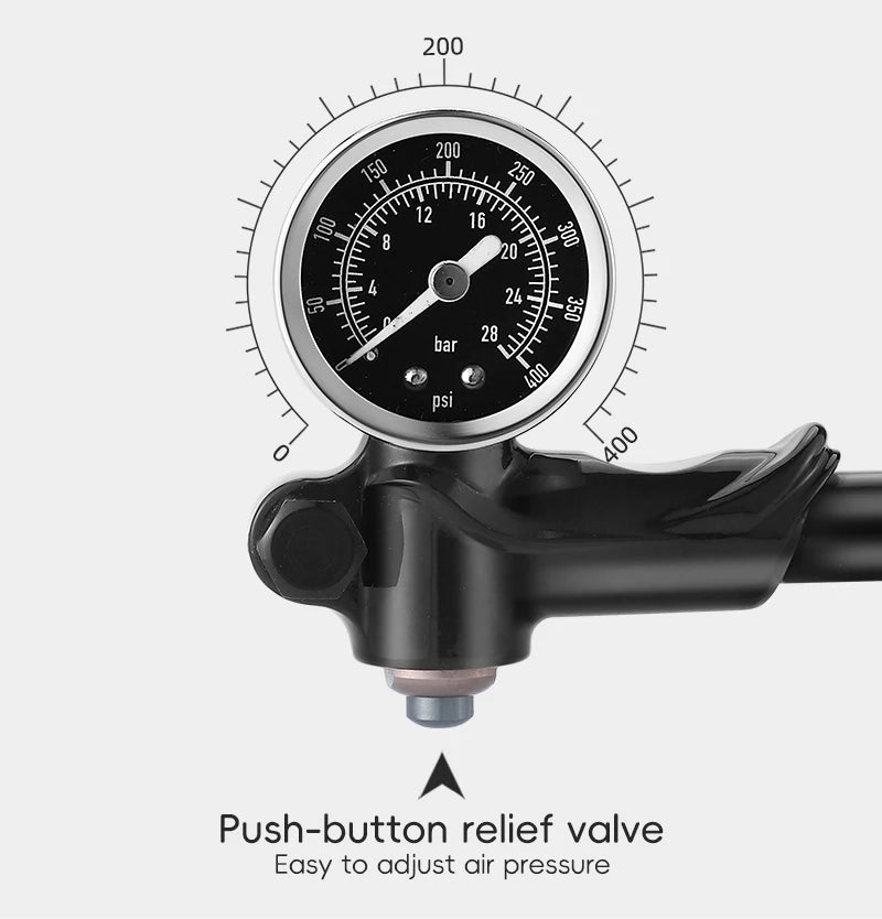 WEST BIKING 400PSI Bicycle Air Pump High Pressure MTB Bicycle Pump Front Fork Rear Suspension Pressure Gauge Schrader Valve