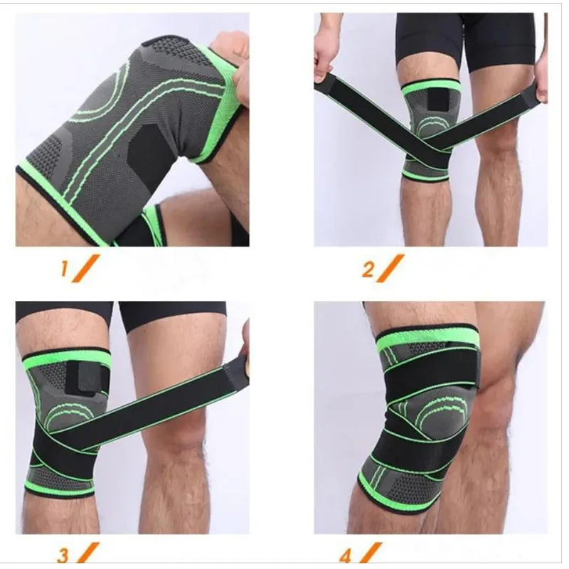 NEW 1PC Sports Kneepad Men Pressurized Elastic Knee Pads Support Fitness Gear Basketball Volleyball Brace Protector
