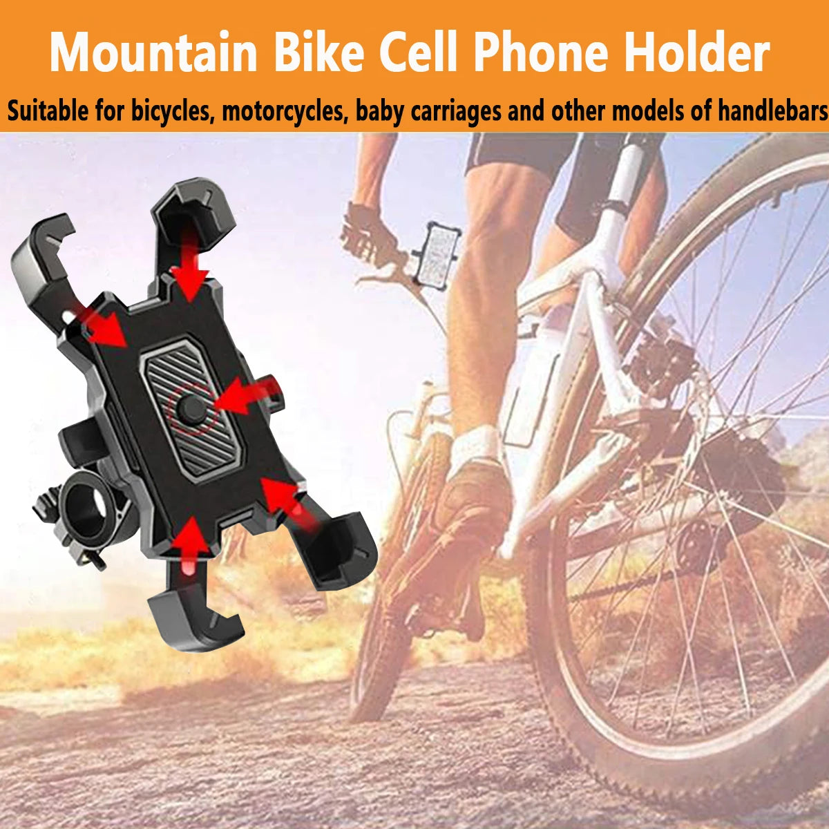 2PCS 360° Rotatable & Adjustable Bike/Motorcycle Phone Mount - Shockproof, Anti-Slip Holder For phone, - Durable Abs Material