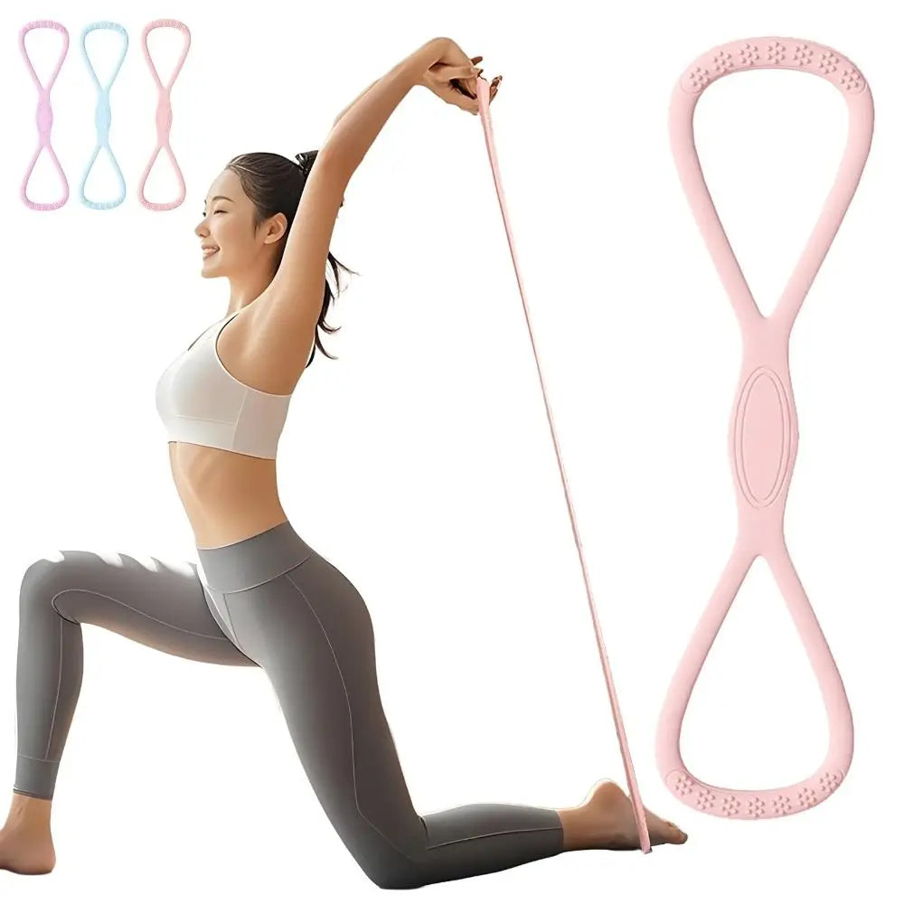 Figure 8 Yoga Resistance Band 35 LB Soft Silicone Exercise Band Quick Rebound Fitness Resistance Band Gym Stretching Pilates