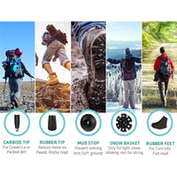 SQ Cork Grip Trekking Poles, Lightweight Folding Adjustable Aluminum Hiking Poles for Travel