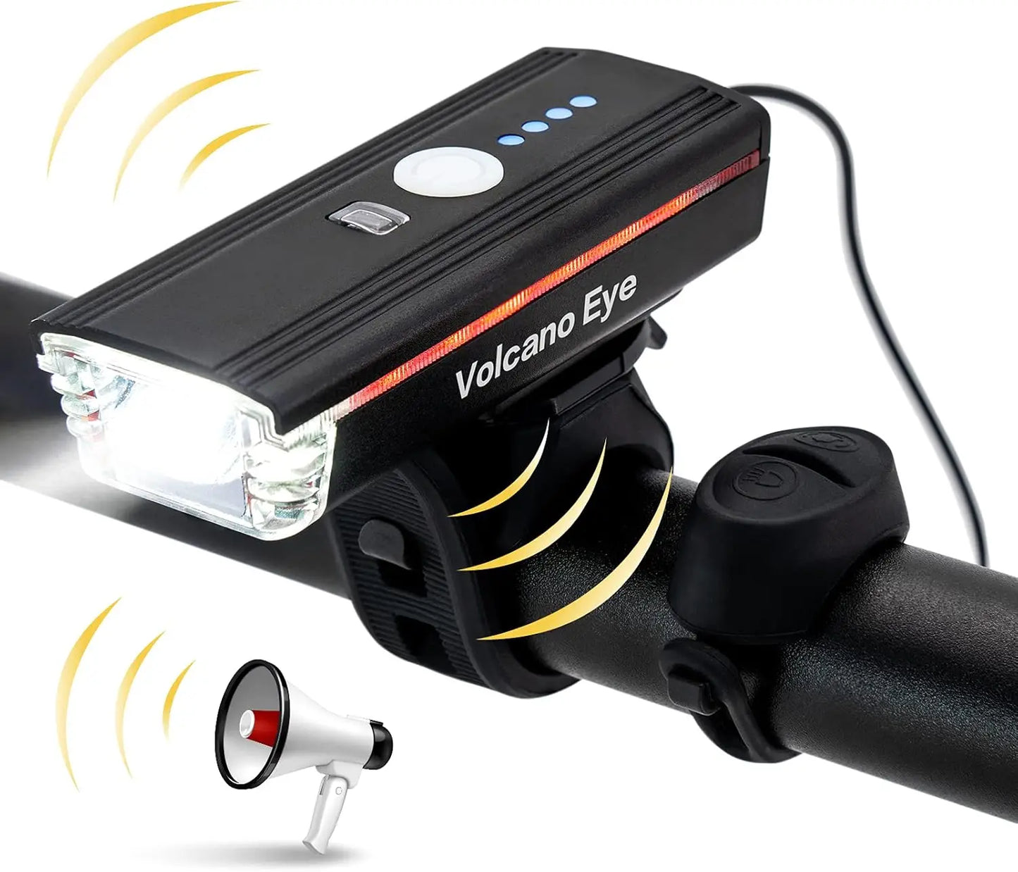 USB Rechargeable 1000 Lumen Bike Light Set, Waterproof Front & Rear Cycling Lights with 4 Modes