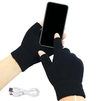 USB Electric Heated Gloves Fingerless Rechargable Women Men Hand Warmer Winter Warm for Sports Skiing for Running Cycling