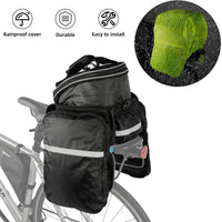 Bike Rack Bag 25L Polyester Saddle Trunk with Rainproof Cover, Large Capacity Shoulder Panniers for Adults