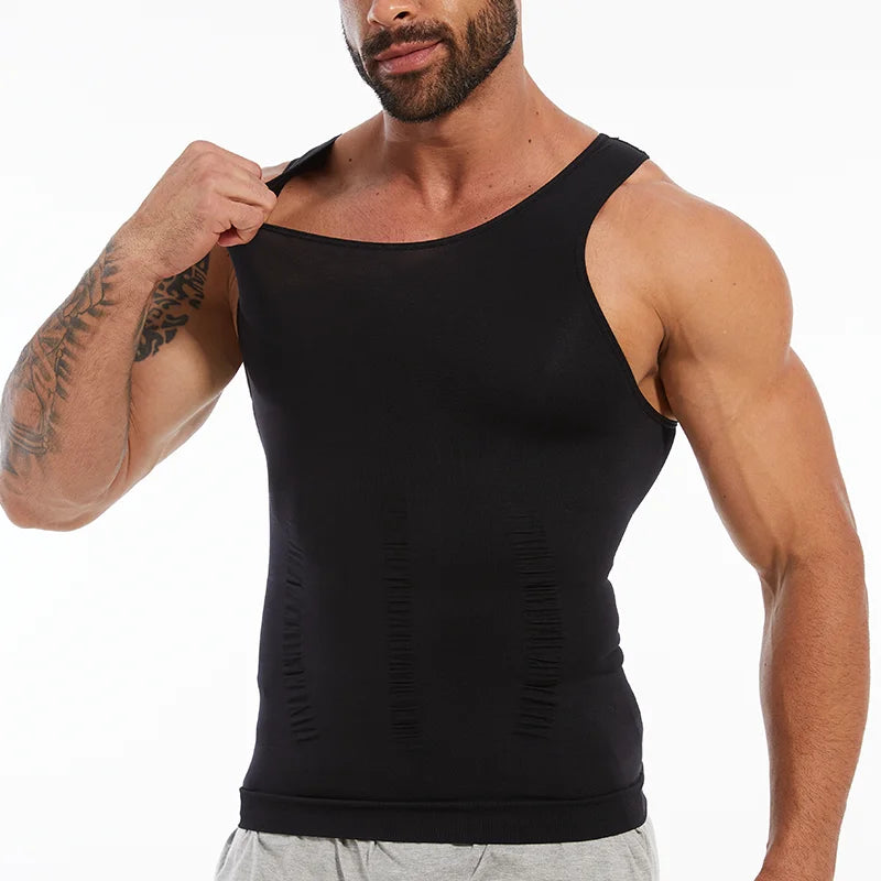 Men Compression Vest Sleeveless Shapewear Slimming Body Shaper Shirt Gym Workout Corset Tummy Control Tank Top Abs Abdomen