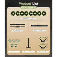 Adjustable Dumbbell Set 22LBS (Total Weight of Plates), 5-in-1 Free Weight Dumbbell Set Used as Dumbbell，Kettlebell,Barbell, Pus