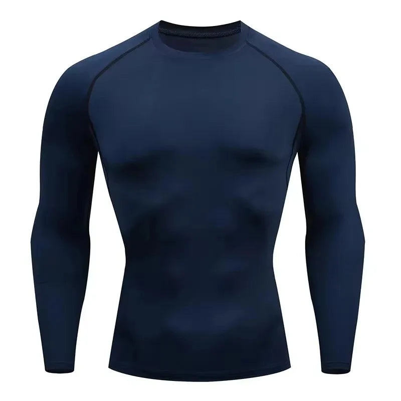 Autumn and winter Keep warm Men Compression Running T-Shirt Fitness Tight Long Sleeve Sport Training Jogging Gym Sportswear