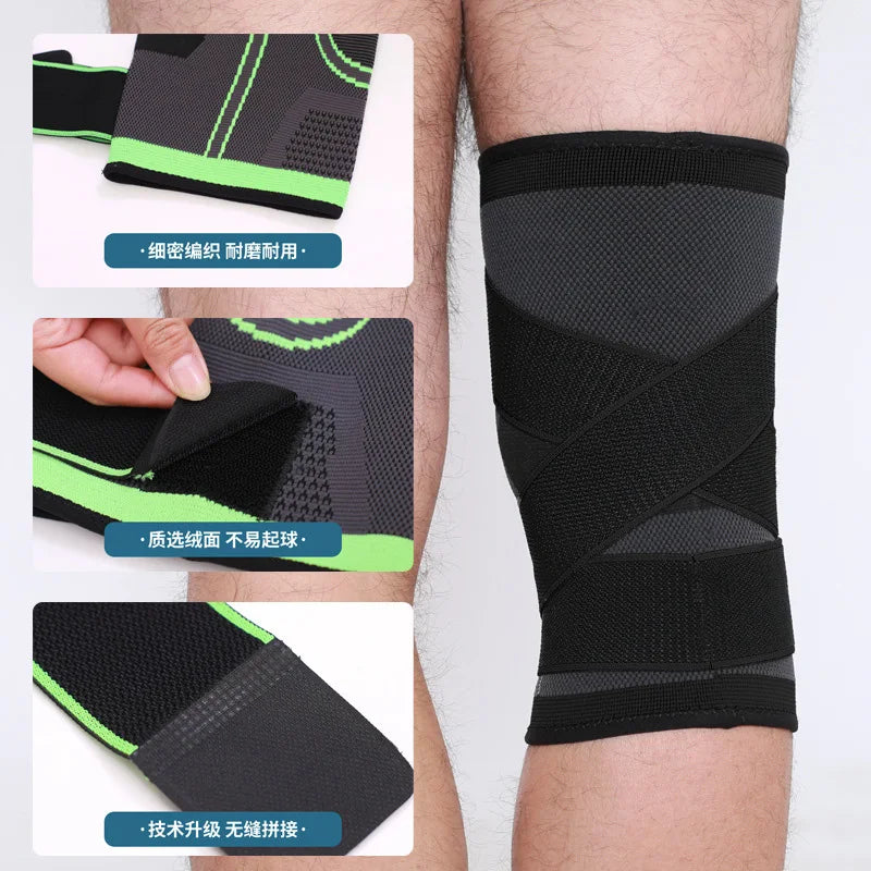 NEW 1PC Sports Kneepad Men Pressurized Elastic Knee Pads Support Fitness Gear Basketball Volleyball Brace Protector