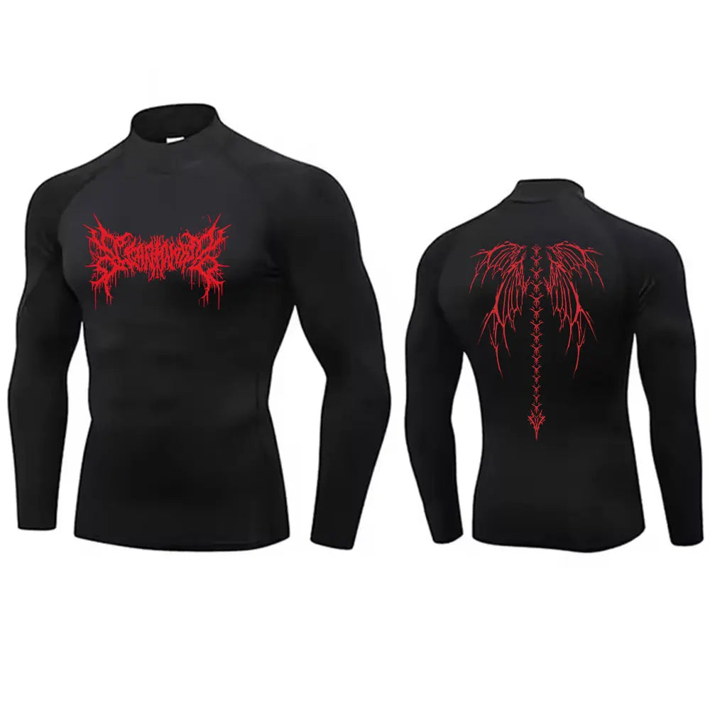 Y2K Men's Turtleneck Compression Shirt Quick Gym Fitness Dry Rash Guard Hight Neck Muscle Athletic Bodybuilding Shirts Summer