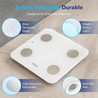 Smart Digital Body Fat Scale with BMI, Muscle Mass, Bluetooth, Color-Changing Display, 400 lb Capacity