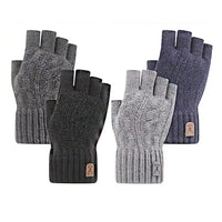Winter Fingerless Gloves Knitted Thicken Thermal Half Finger Gloves Cycling Driving Working Running Stretchy Touchscreen Mittens